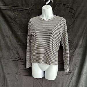 Ann Taylor, black and white striped long sleeve top, size S